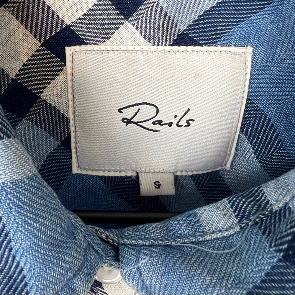 Rails Hunter Lapis White Black Button Up Shirt - image 4